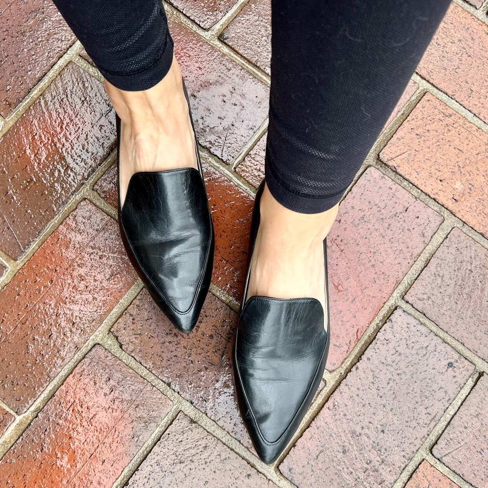 Cole Haan Grand.OS Brie Skimmer Black Leather Pointed Toe Flats Loafers Size 7.5